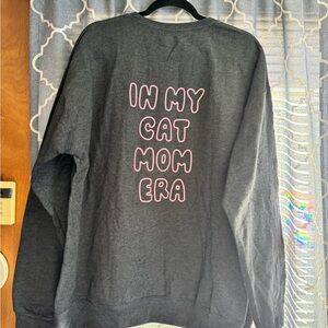 Gray Sweatshirt with Pink Text